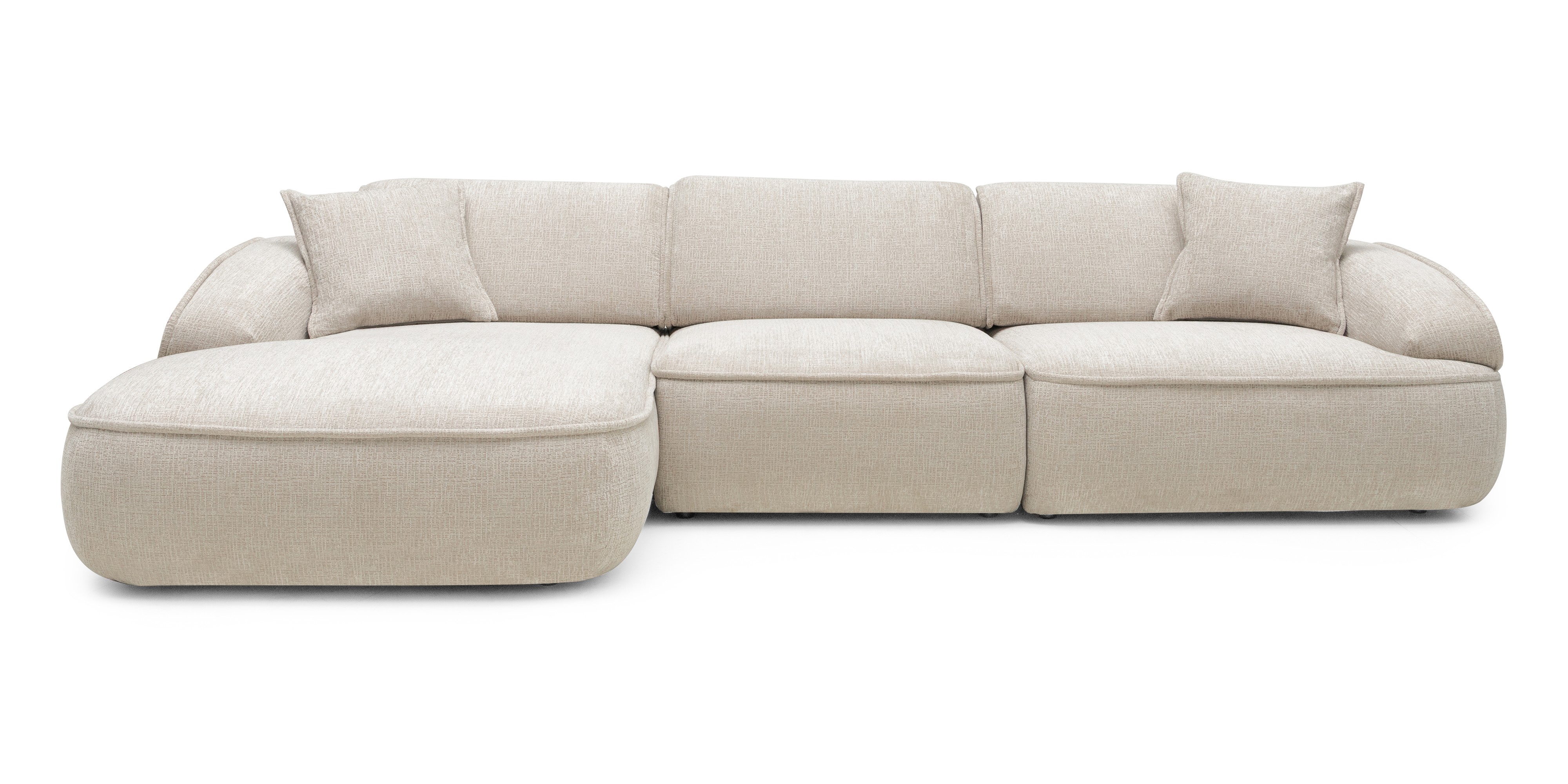 Narożnik modułowy Savio 354 cm, lewy, regulowane oparcie, obły, beż