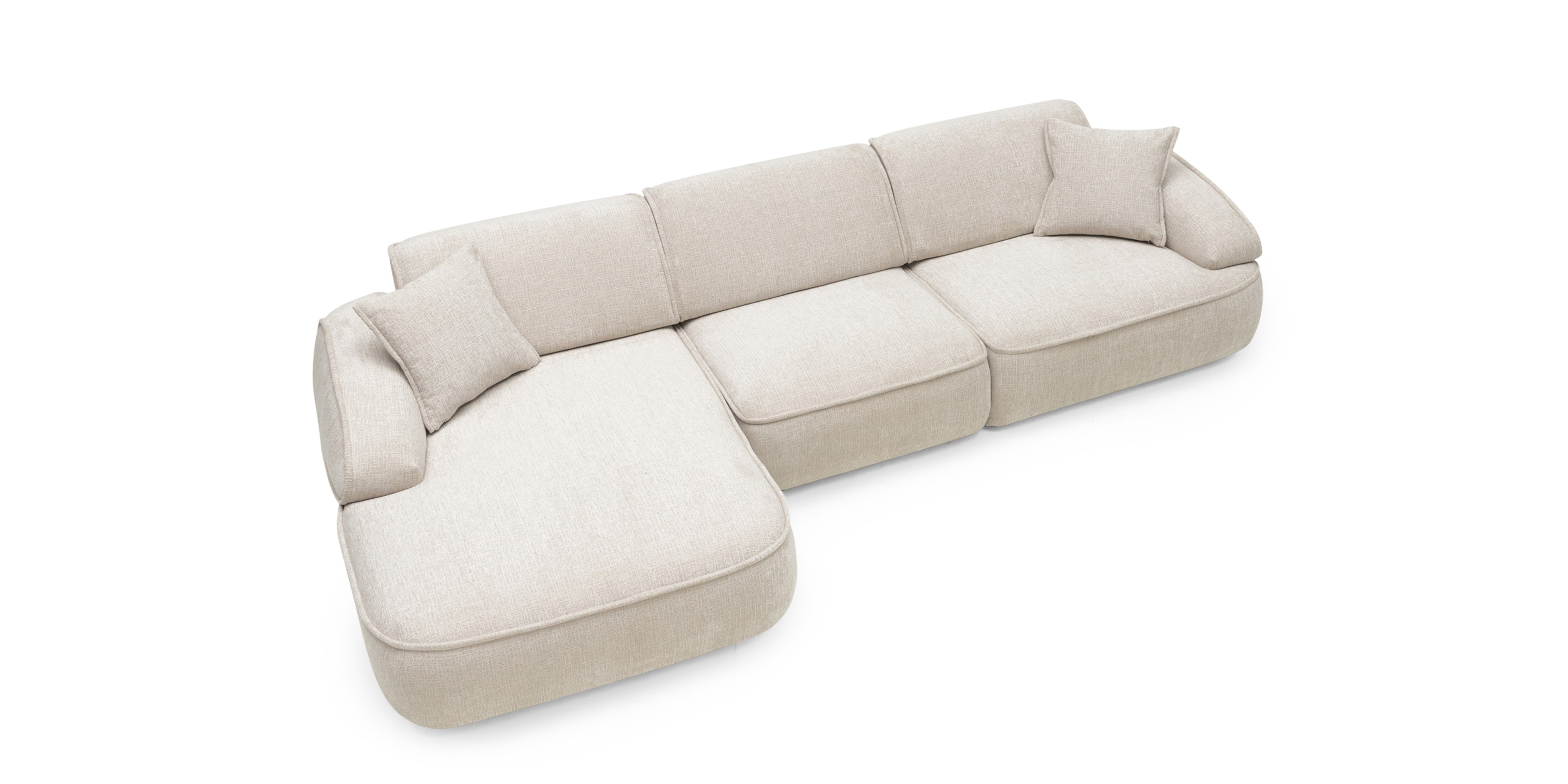 Narożnik modułowy Savio 354 cm, lewy, regulowane oparcie, obły, beż