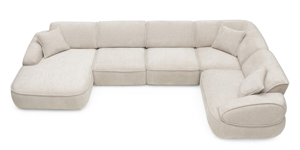Narożnik modułowy Savio U-kształtny, lewy, regulowany, obły, beżowy
