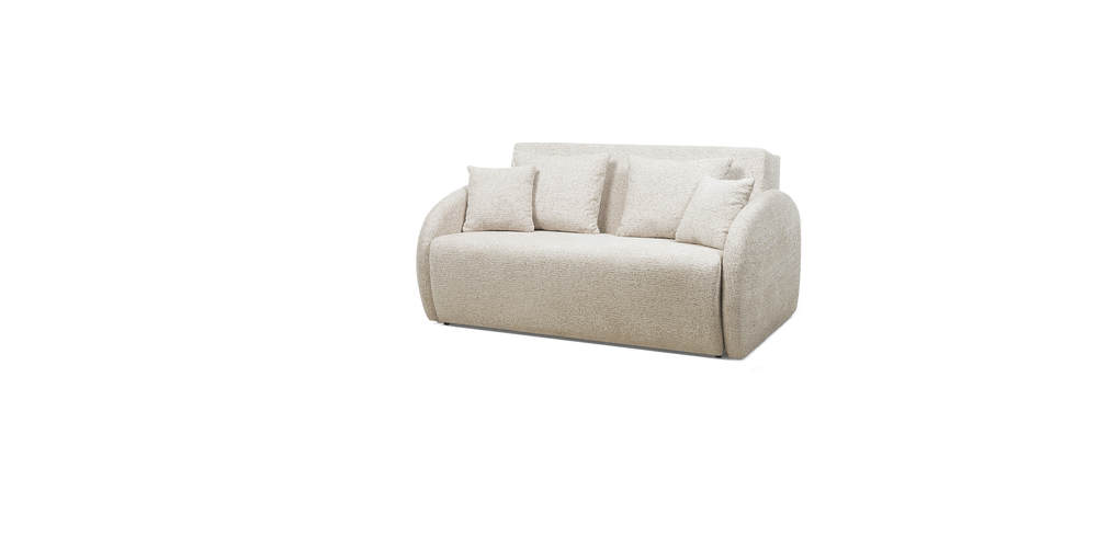 Sofa rozkładana Vesta z pojemnikiem, obłe kształty