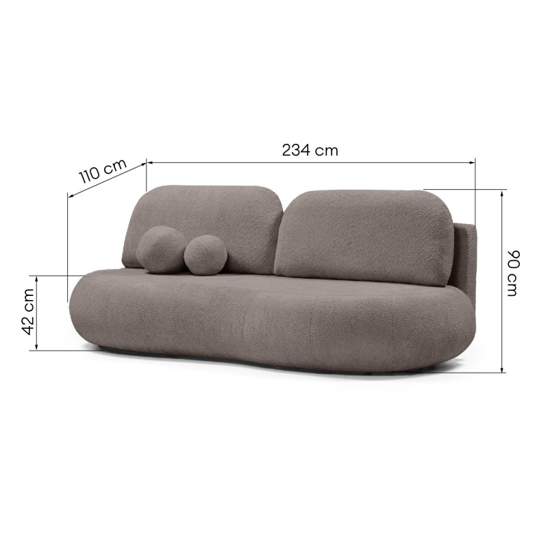 Sofa rozkładana Dolce, pojemnik, brązowaszara, boucle