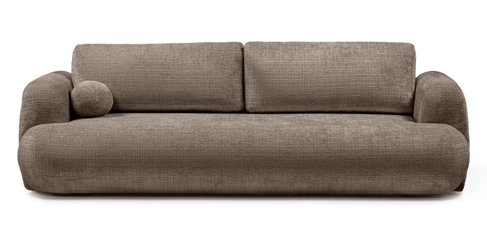 OU-2762 Sofa z funkcją spania i pojemnikiem Imola, brązowa, obła