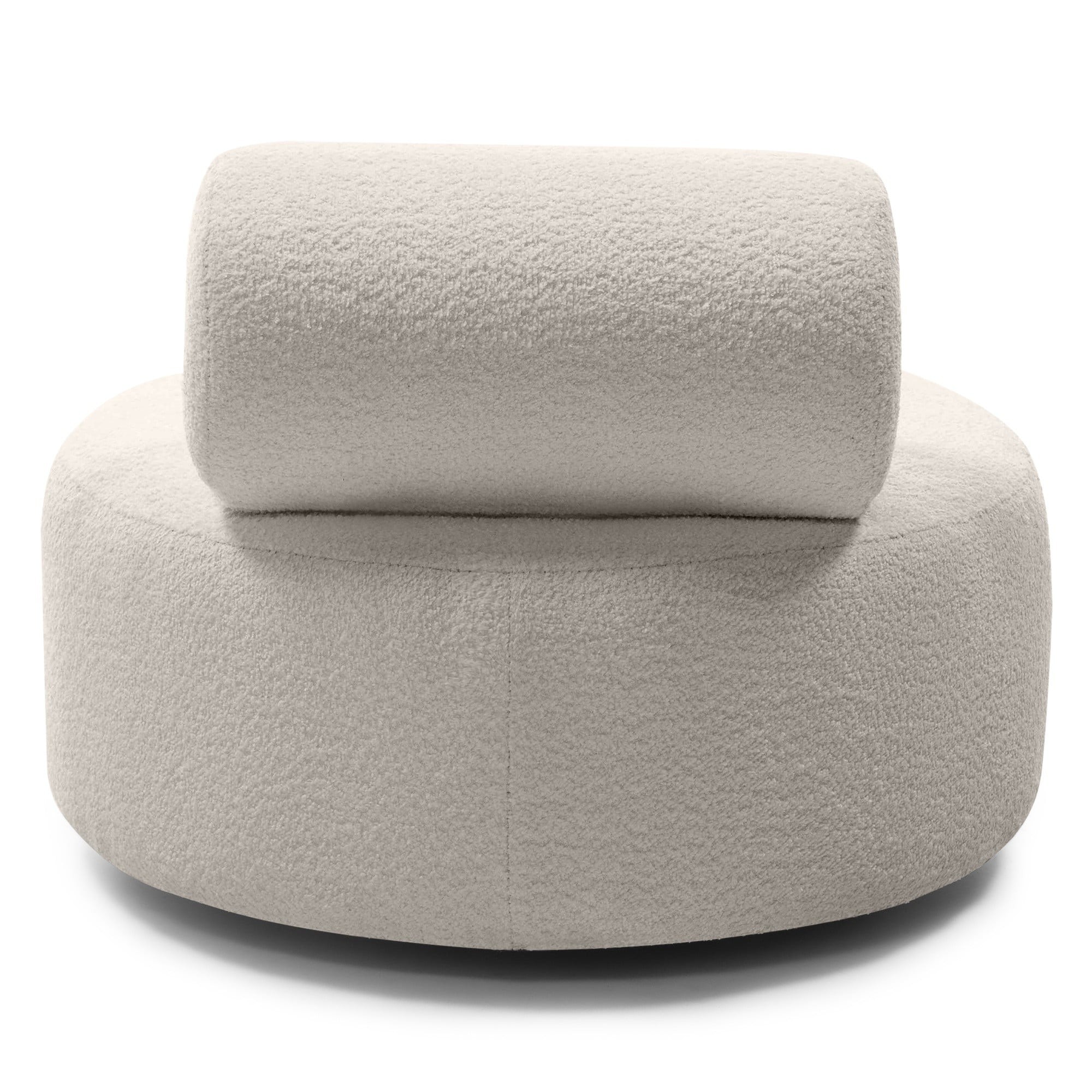 OU-2765 Fotel obrotowy Moso, jasnobeżowy, boucle, obłe kształty