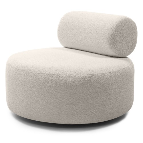 OU-2765 Fotel obrotowy Moso, jasnobeżowy, boucle, obłe kształty