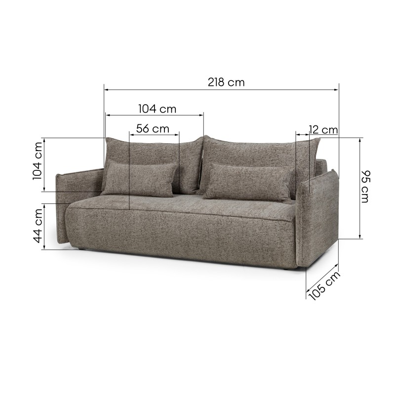 Sofa rozkładana Sofino z pojemnikiem, brązowa