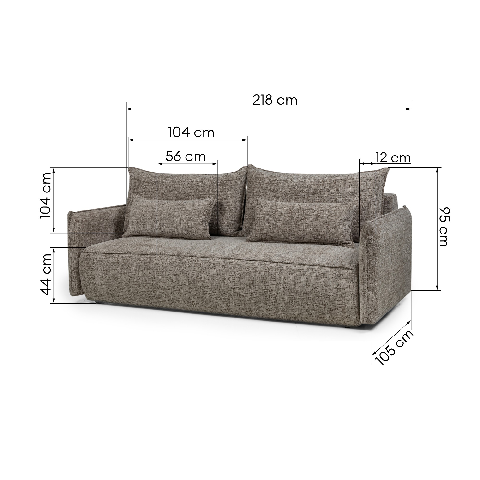 Sofa rozkładana Sofino z pojemnikiem, brązowa