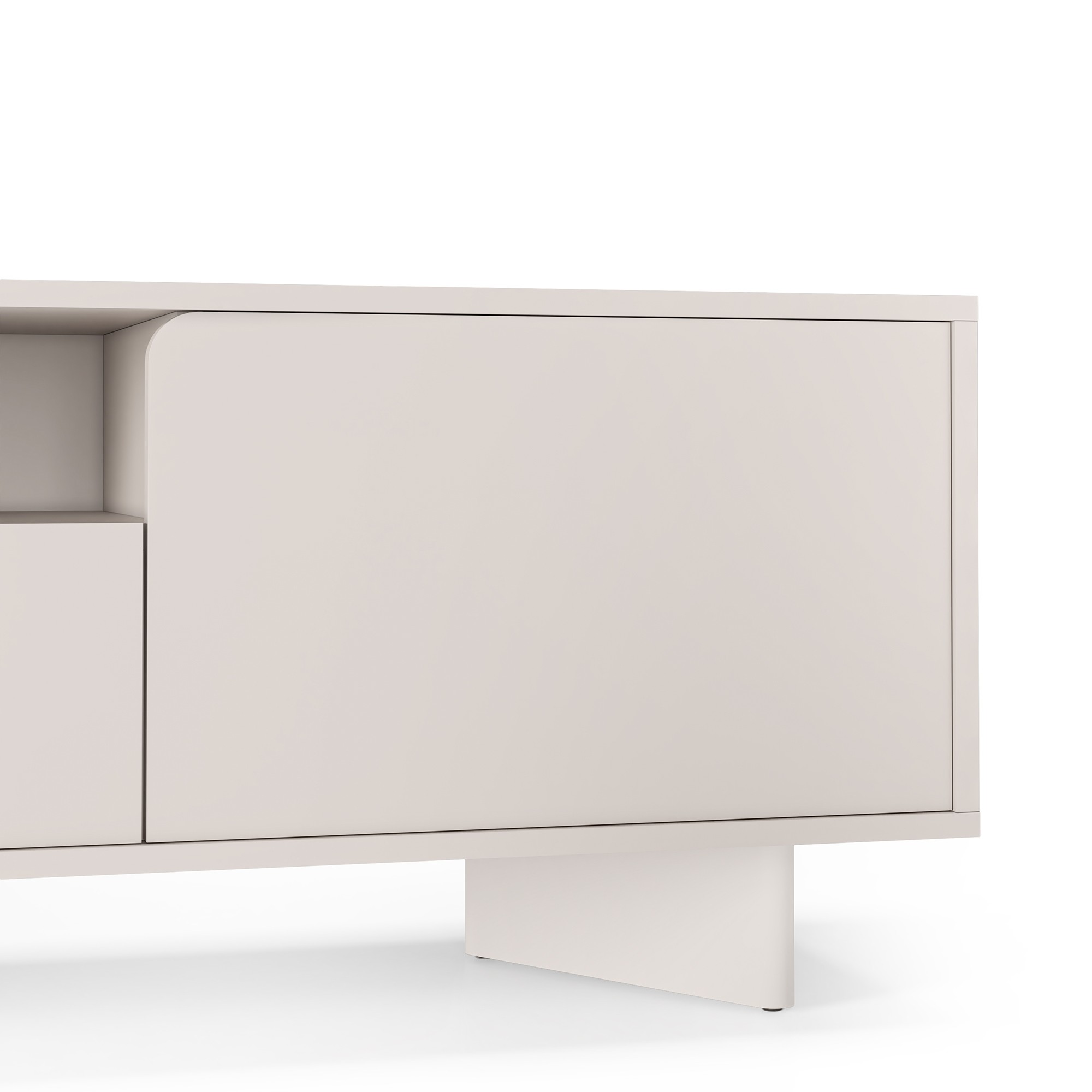 Szafka RTV Bloom 160 cm, kaszmirowa, zaokrąglone fronty