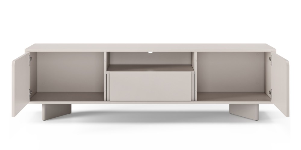 Szafka RTV Bloom 160 cm, kaszmirowa, zaokrąglone fronty