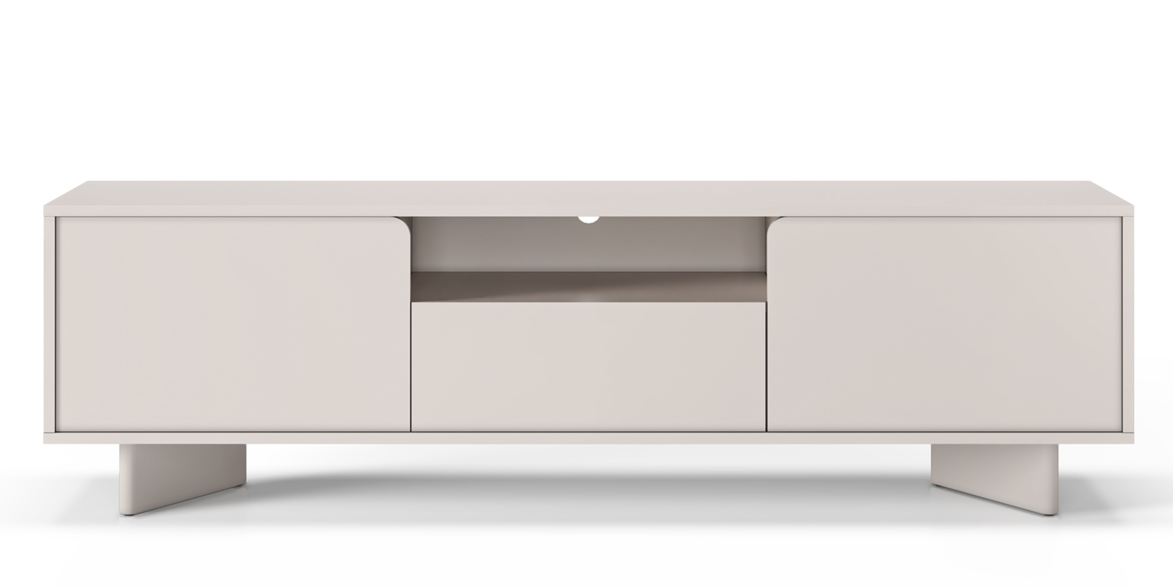 Szafka RTV Bloom 160 cm, kaszmirowa, zaokrąglone fronty
