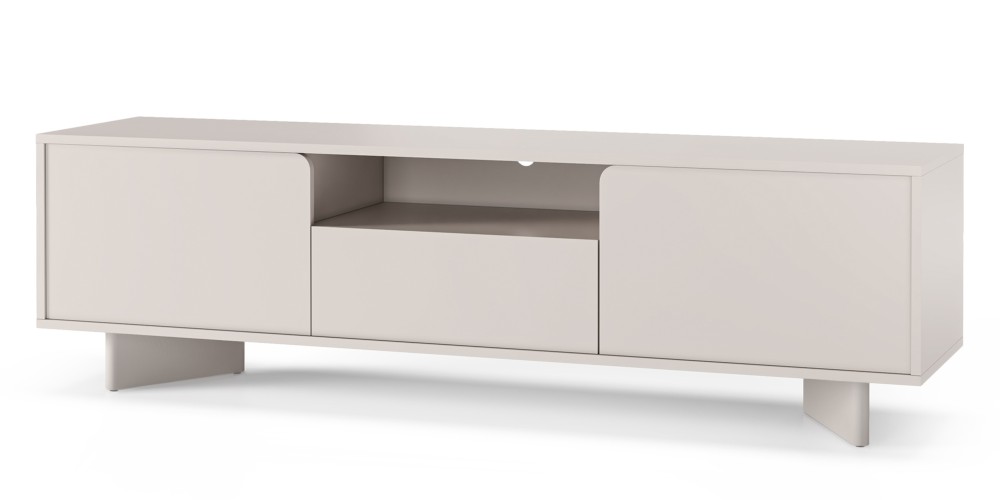 Szafka RTV Bloom 160 cm, kaszmirowa, zaokrąglone fronty