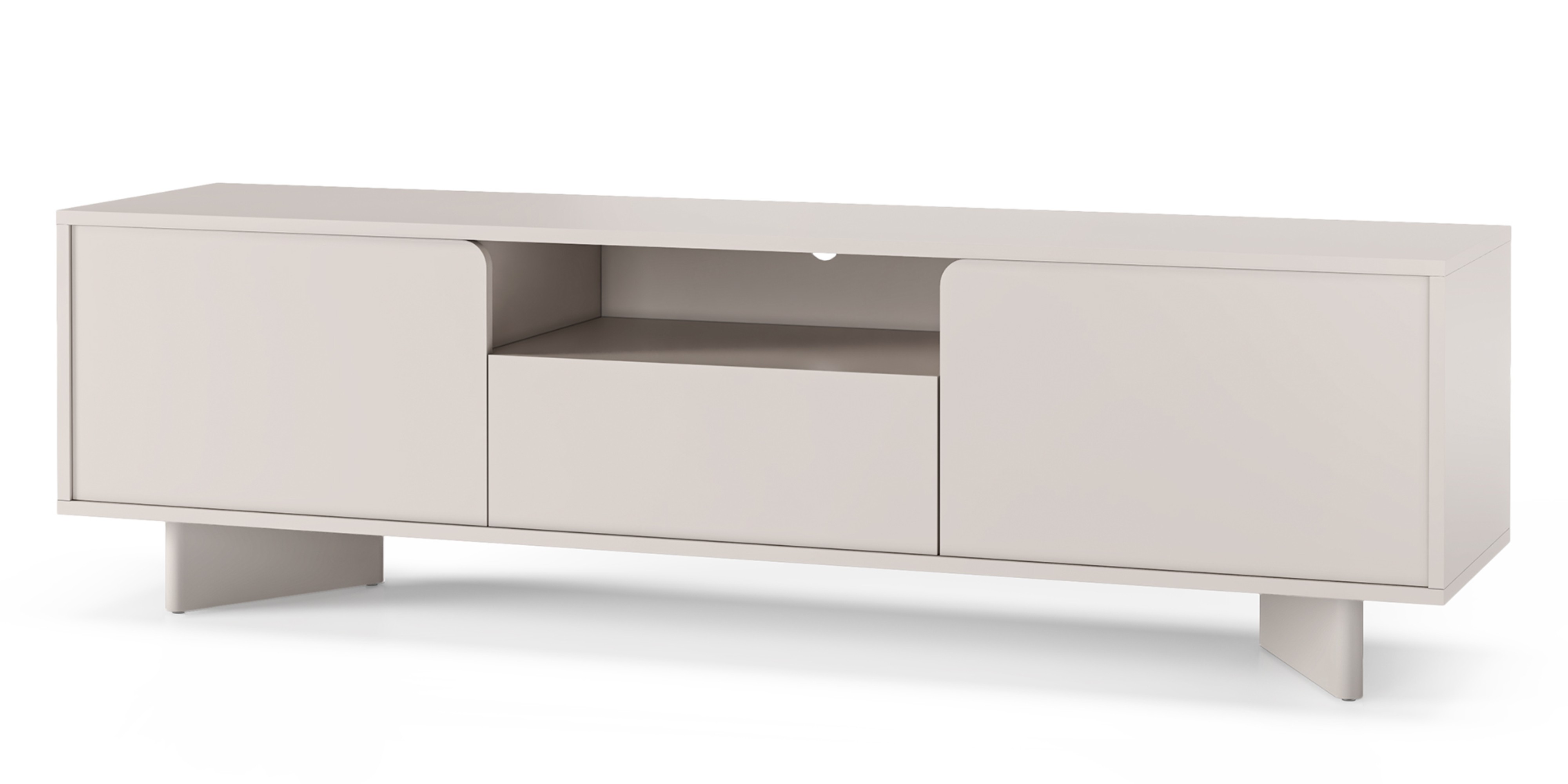 Szafka RTV Bloom 160 cm, kaszmirowa, zaokrąglone fronty