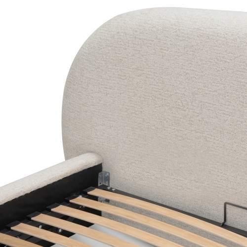Łóżko 160x200 Veloro ze stelażem i pojemnikiem jasnobeżowe