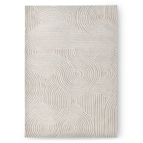 Dywan prostokątny Kivi, tuftowany, wełniany, kremowy, 160x230 cm
