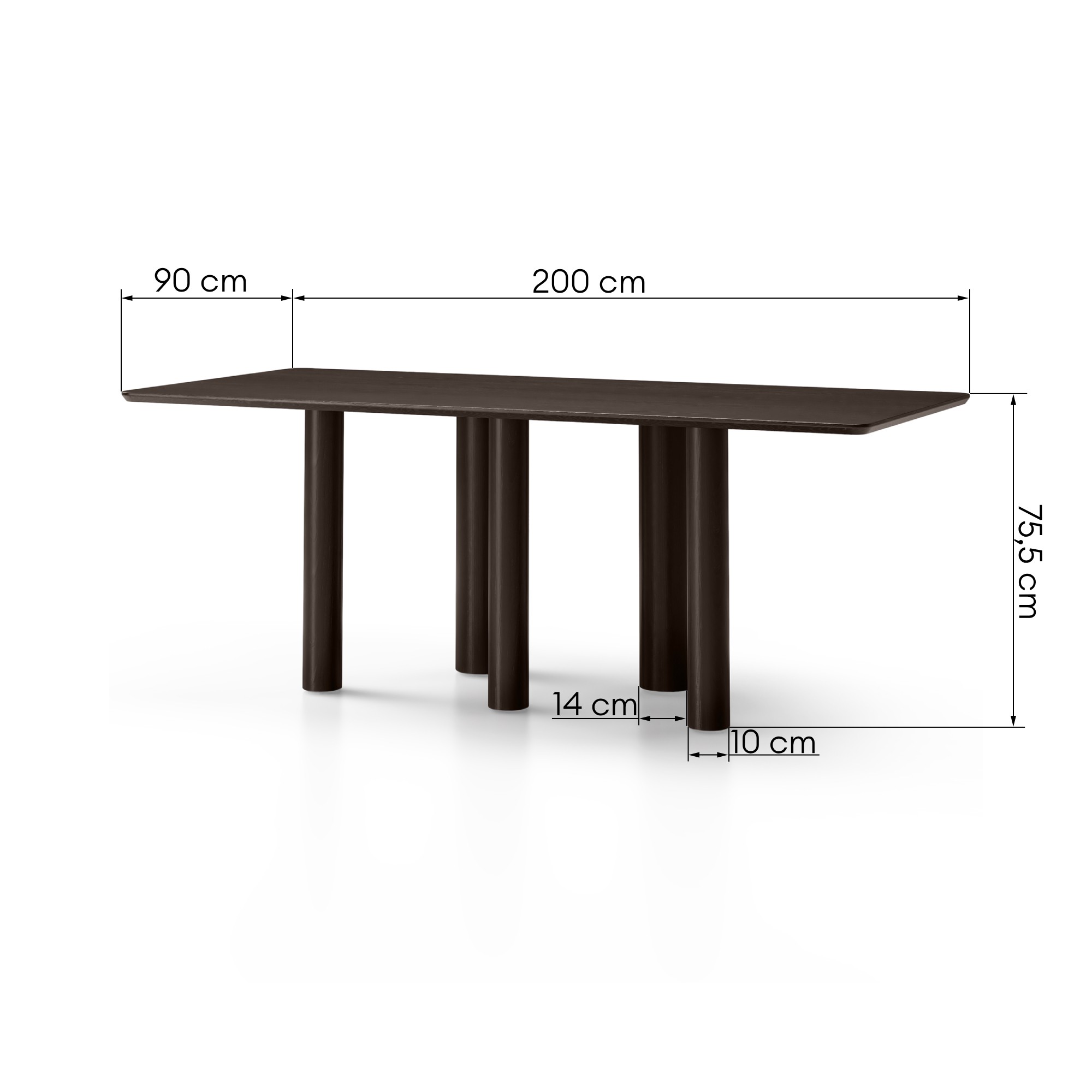 Stół z prostokątnym blatem Ritro 200 cm, drewno, fornir dębowy, orzech