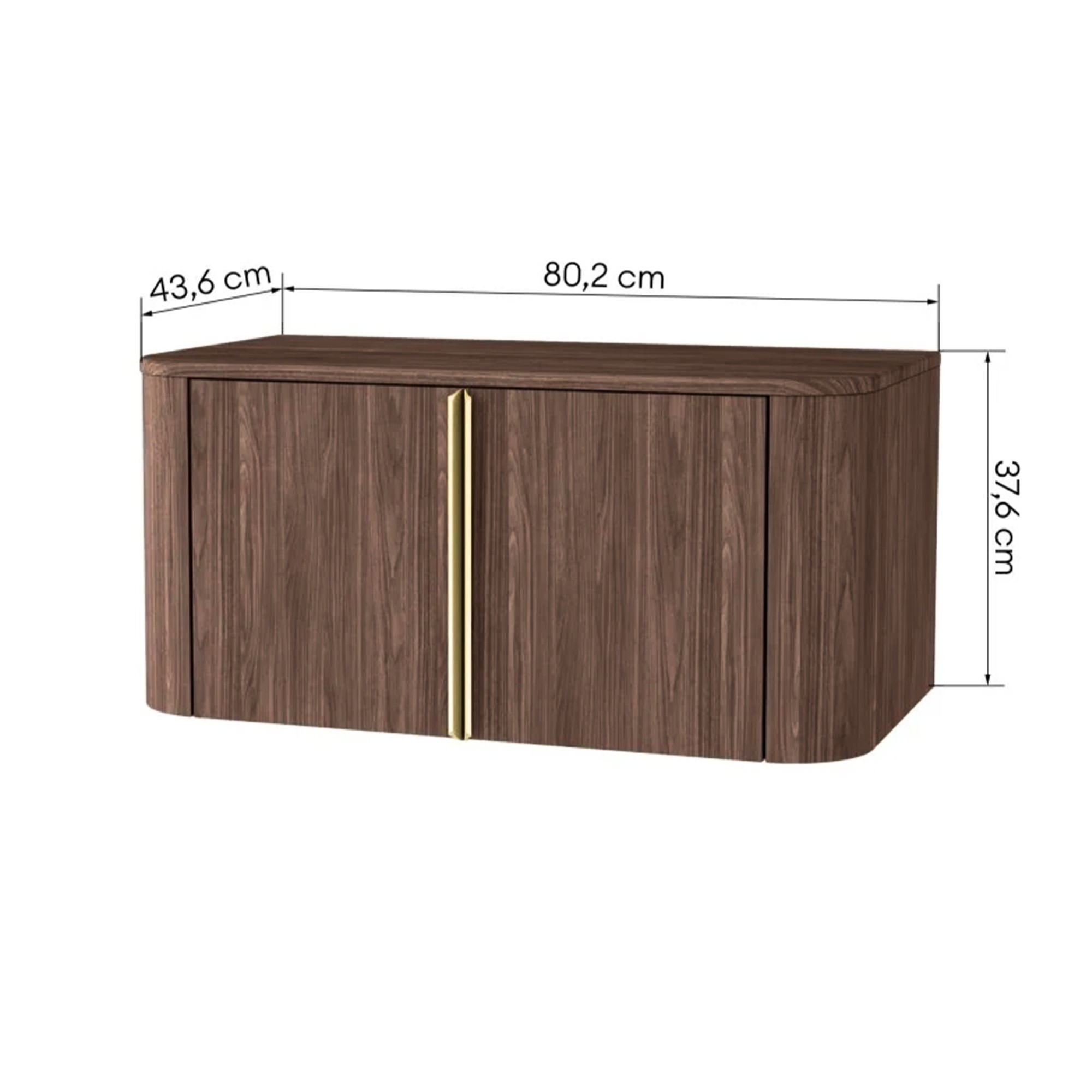 Szafka pod umywalkę Bassa 80 cm orzech lincoln, wodoodporny blat ,złote uchwyty,obła