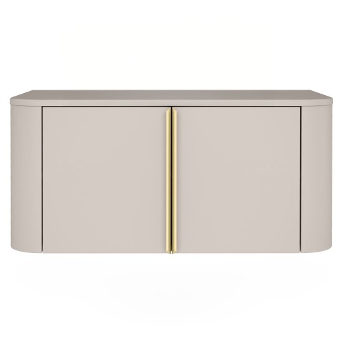 Szafka pod umywalkę Bassa 80cm, kaszmir, wodoodporny blat, złote uchwyty, obła