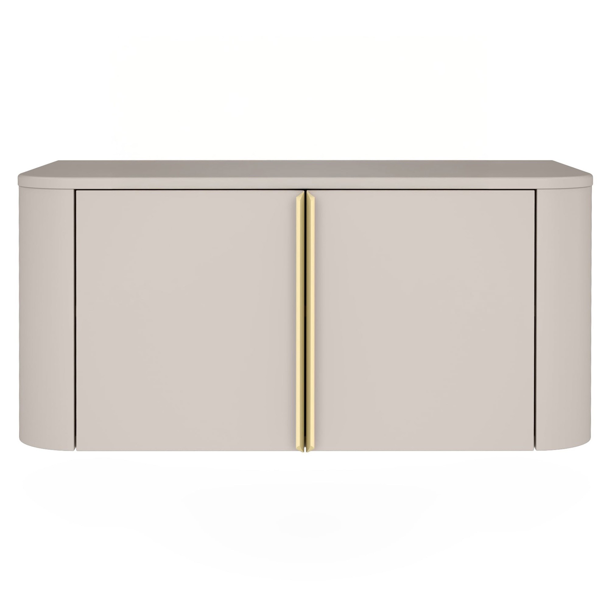 Szafka pod umywalkę Bassa 80cm, kaszmir, wodoodporny blat, złote uchwyty, obła