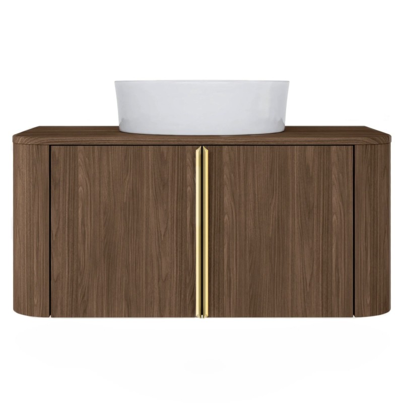Szafka pod umywalkę Bassa 80 cm orzech lincoln, wodoodporny blat ,złote uchwyty,obła