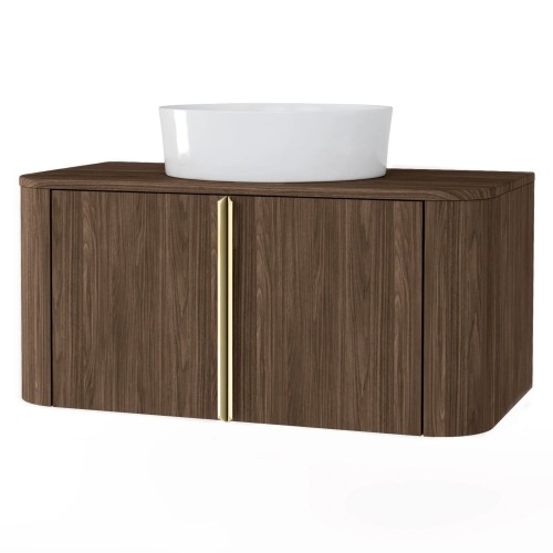Szafka pod umywalkę Bassa 80 cm orzech lincoln, wodoodporny blat ,złote uchwyty,obła