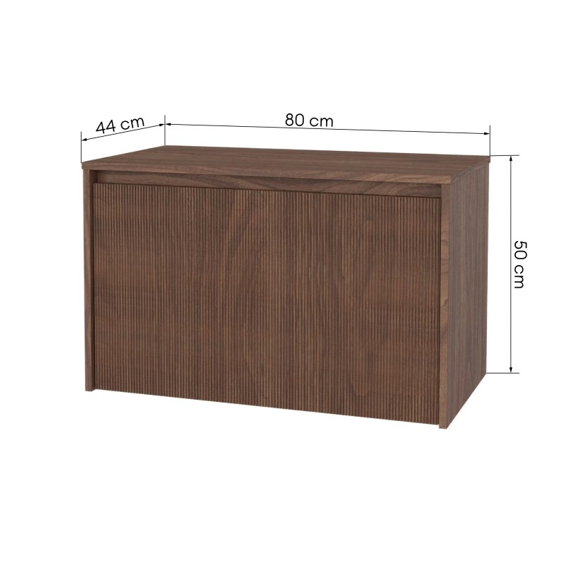 Szafka pod umywalkę nablatową Pezzo 80 cm, orzech włoski, ryflowana