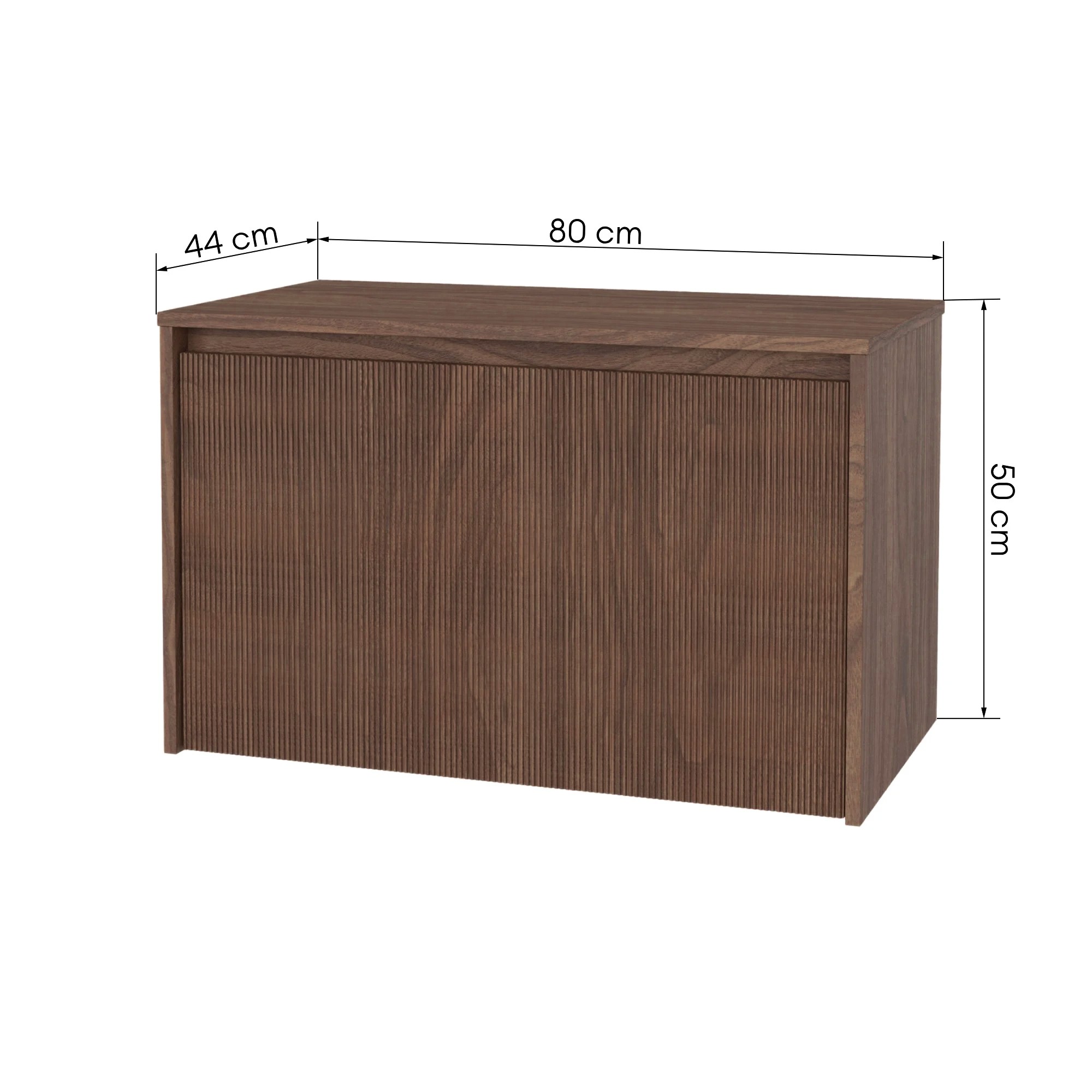Szafka pod umywalkę nablatową Pezzo 80 cm, orzech włoski, ryflowana