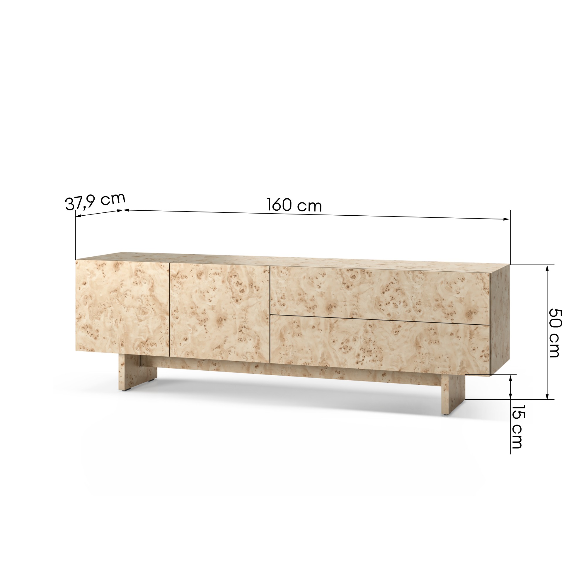 Dwudrzwiowa szafka RTV z szufladami Decoria 160 cm czeczot