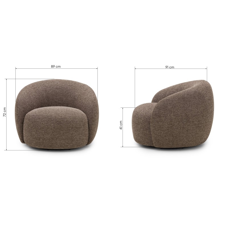 Fotel obrotowy Nambi brązowy/kremowy, obłe kształty