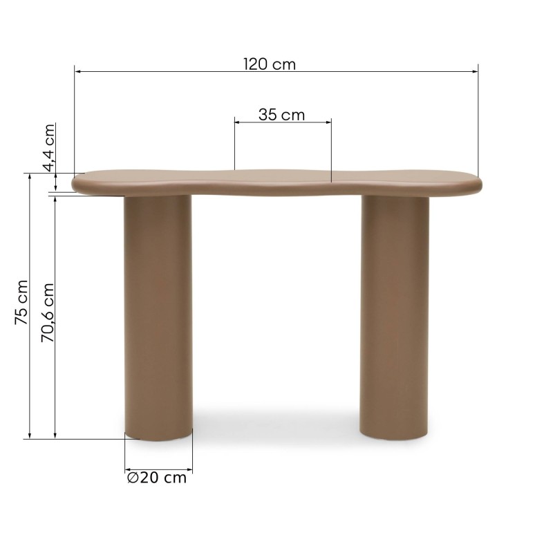 Konsola/biurko Vanity, 120 cm, jasnobrązowa/mocha