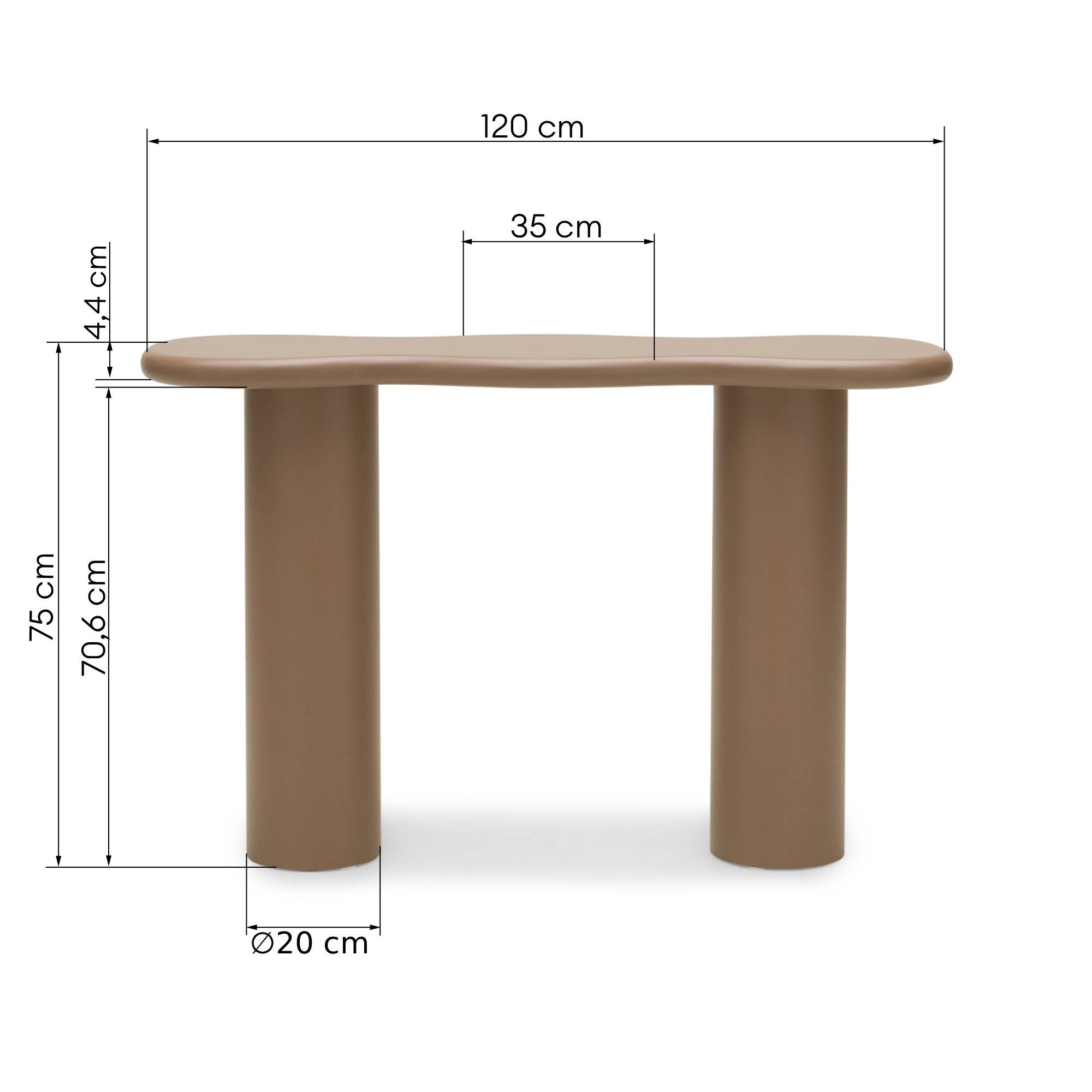 Konsola/biurko Vanity, 120 cm, jasnobrązowa/mocha