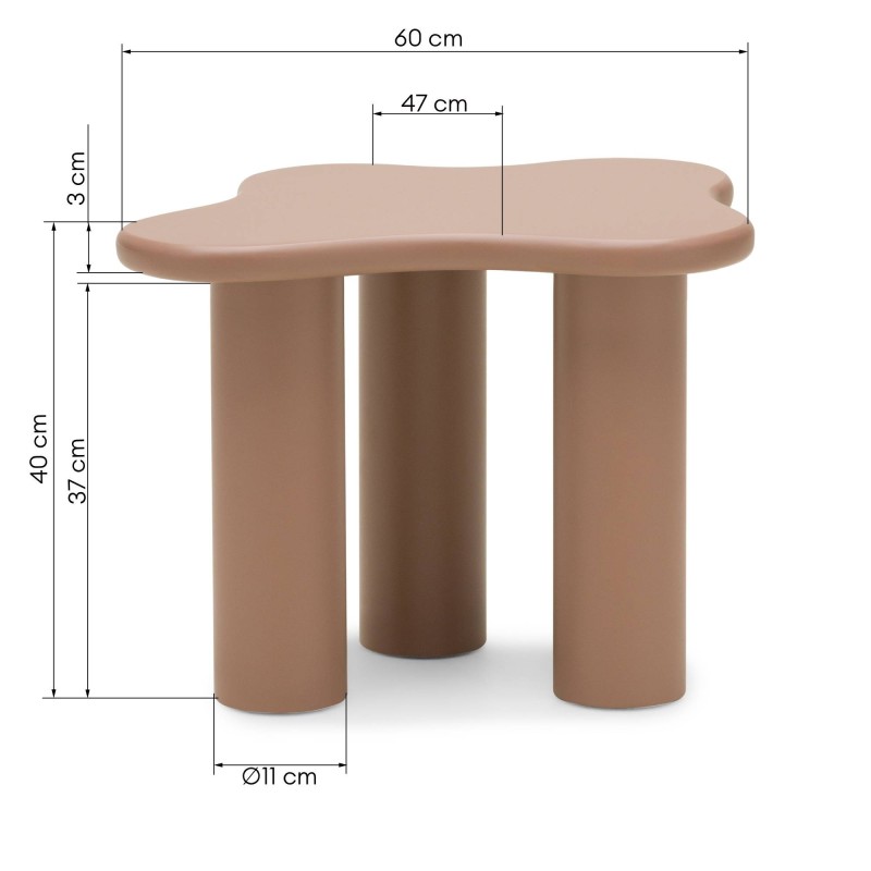 Stolik kawowy Vanity 60 cm, obłe kształty, mocha