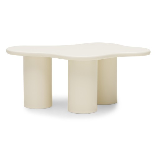 Stolik kawowy Vanity 100 cm, obłe kształty, mleczny biały