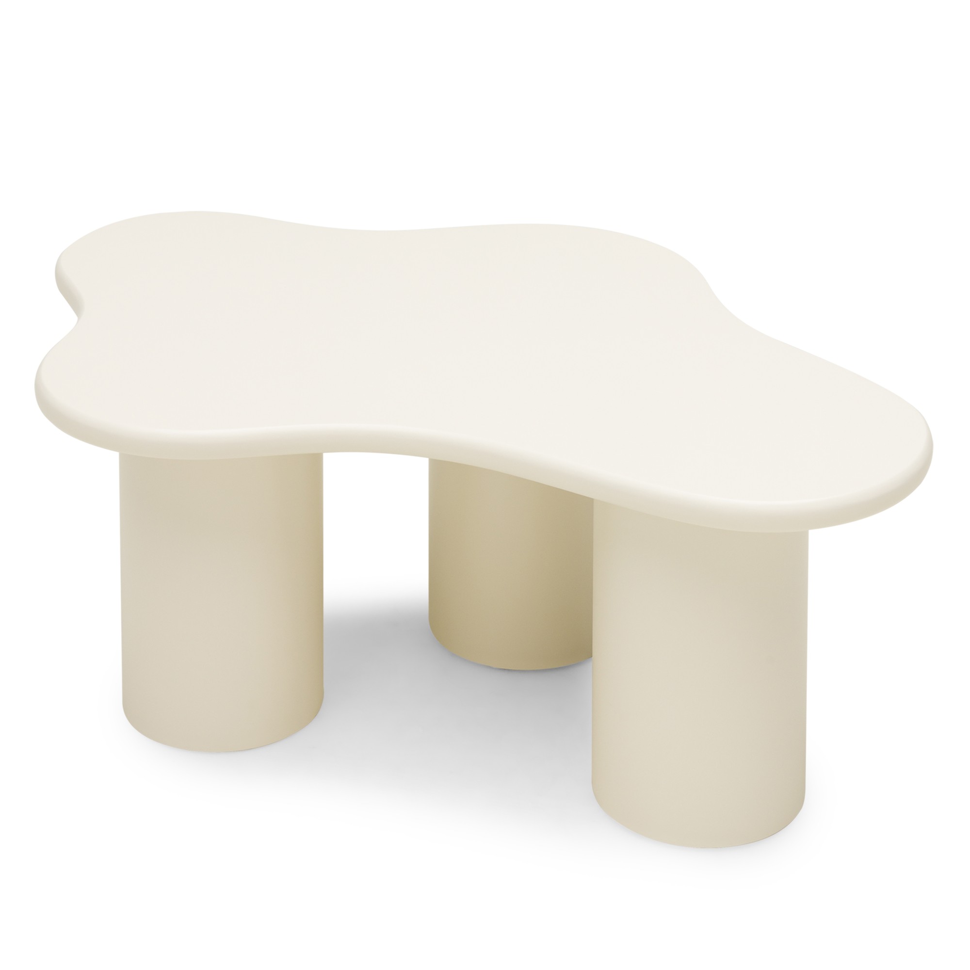 Stolik kawowy Vanity 100 cm, obłe kształty, mleczny biały