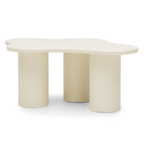 Stolik kawowy Vanity 100 cm, obłe kształty, mleczny biały