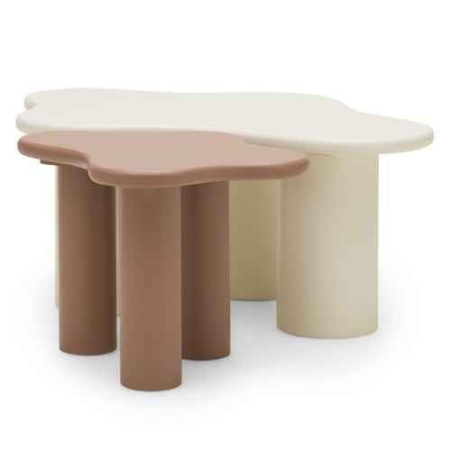 Stolik kawowy Vanity 100 cm, obłe kształty, mleczny biały