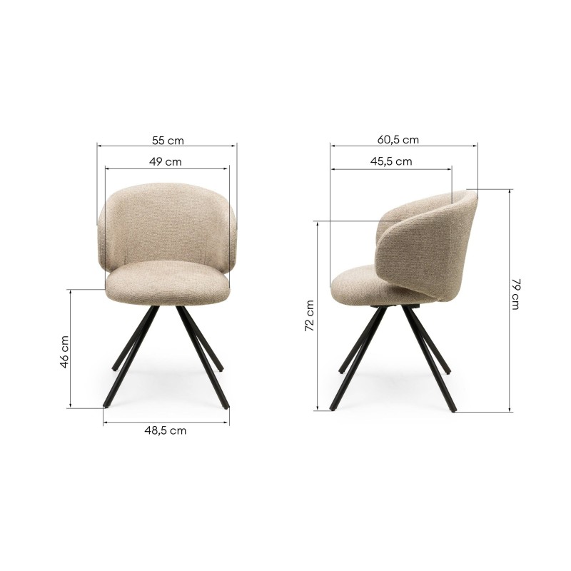 Krzesło obrotowe Pearl mocha, czarne nóżki