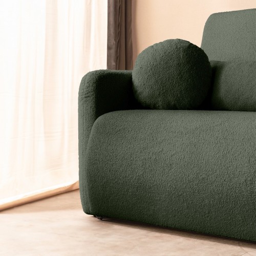 Dwuosobowa sofa rozkładana z pojemnikiem Diosa, ciemnozielona, boucle
