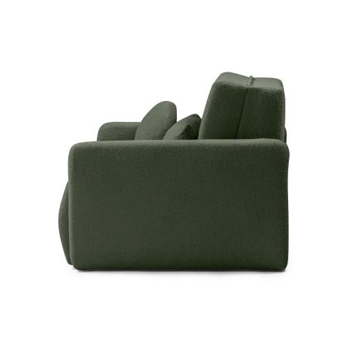 Dwuosobowa sofa rozkładana z pojemnikiem Diosa, ciemnozielona, boucle
