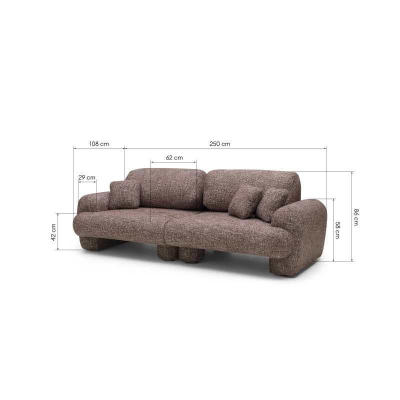 OU-2933 Sofa dwuosobowa Fragola Comfort modułowa, brązowa, obła