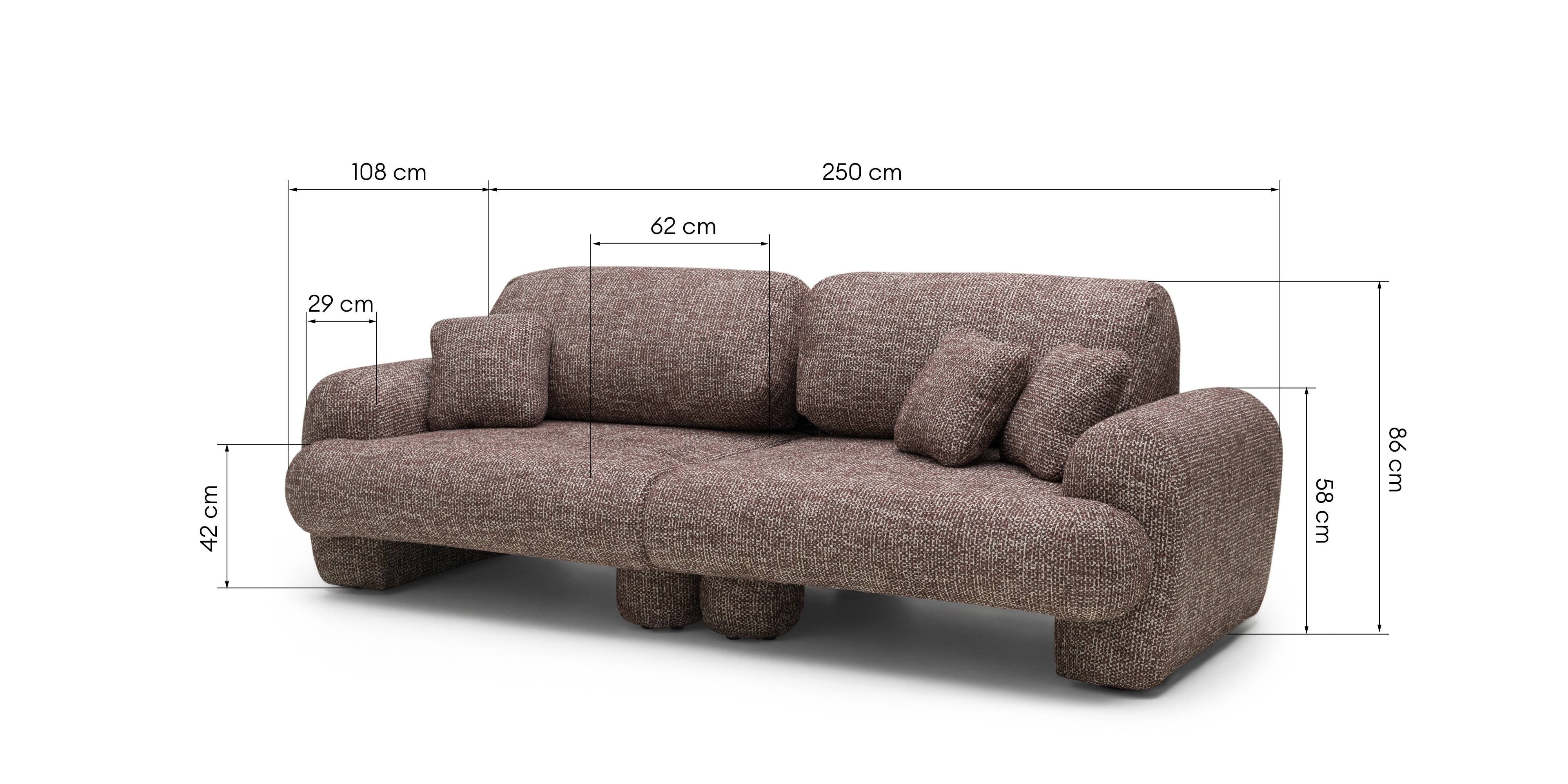 OU-2933 Sofa dwuosobowa Fragola Comfort modułowa, brązowa, obła