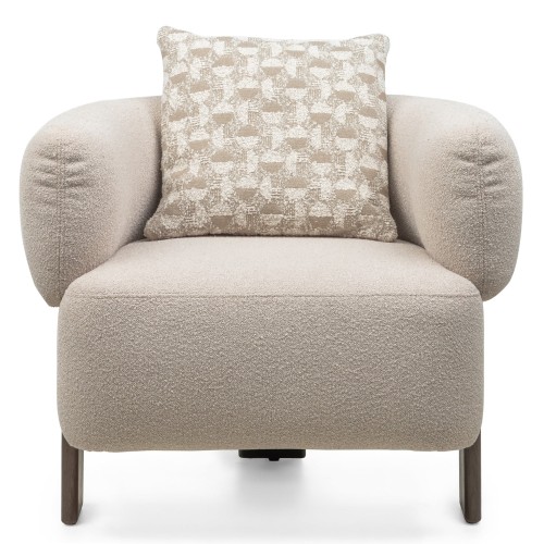 OU-2935 Fotel Noko szarobeżowy, ciemny orzech, boucle, obły