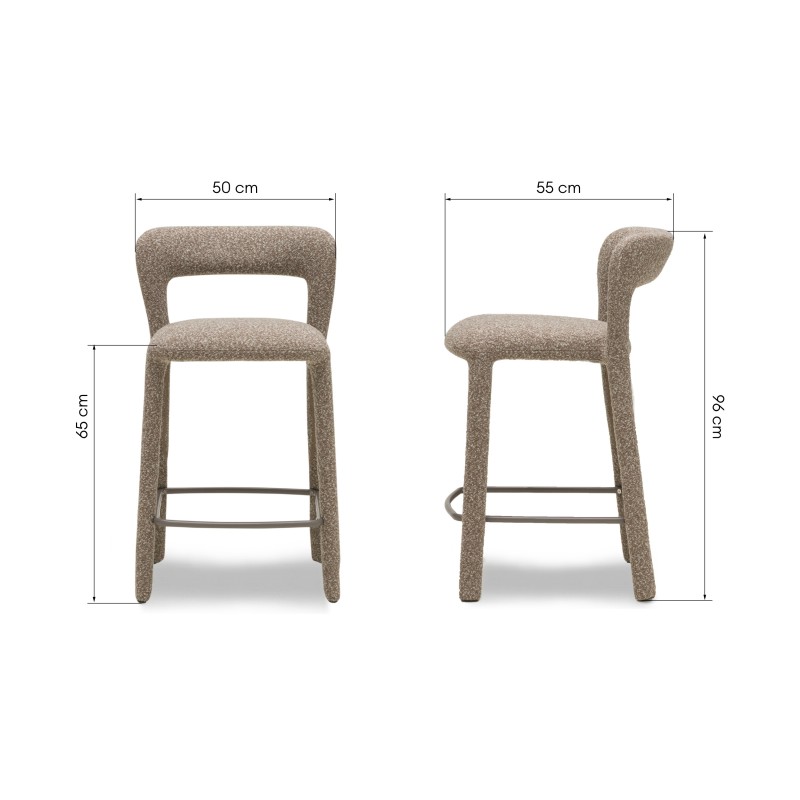 Hoker tapicerowany Esme, brązowo-szary