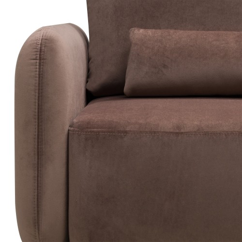 OU-2955 Sofa rozkładana Mossa, pojemnik, obłe kształty, brązowa, welur