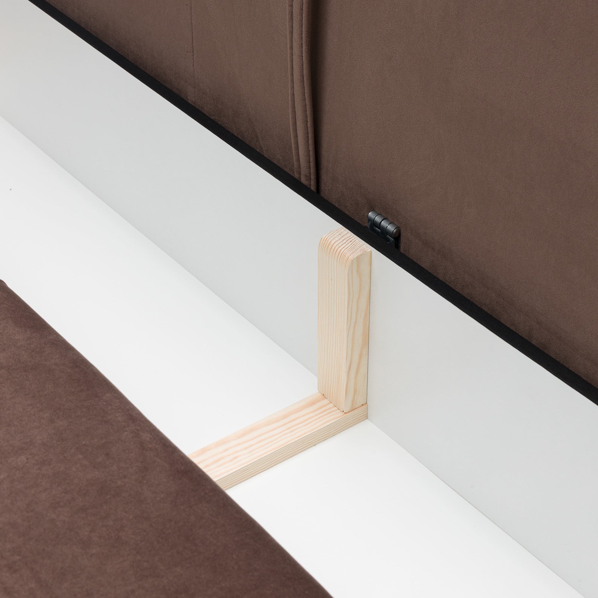 OU-2955 Sofa rozkładana Mossa, pojemnik, obłe kształty, brązowa, welur