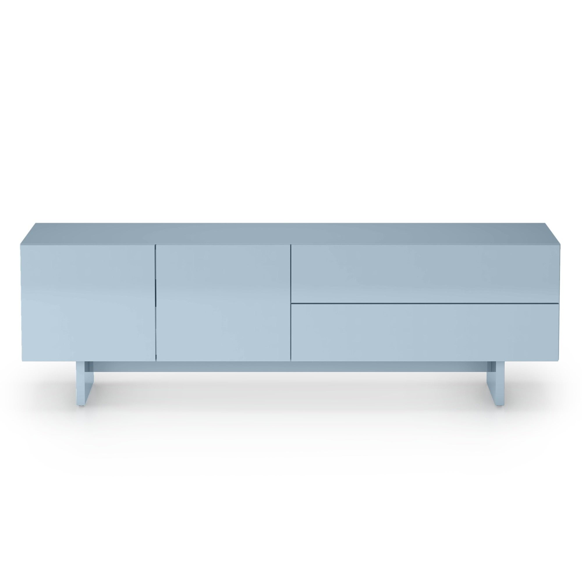 Szafka RTV Glim, niebieski przydymiony, glossy wysoki połysk