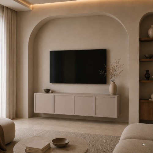 Wisząca szafka RTV Noka 160 cm, kaszmir