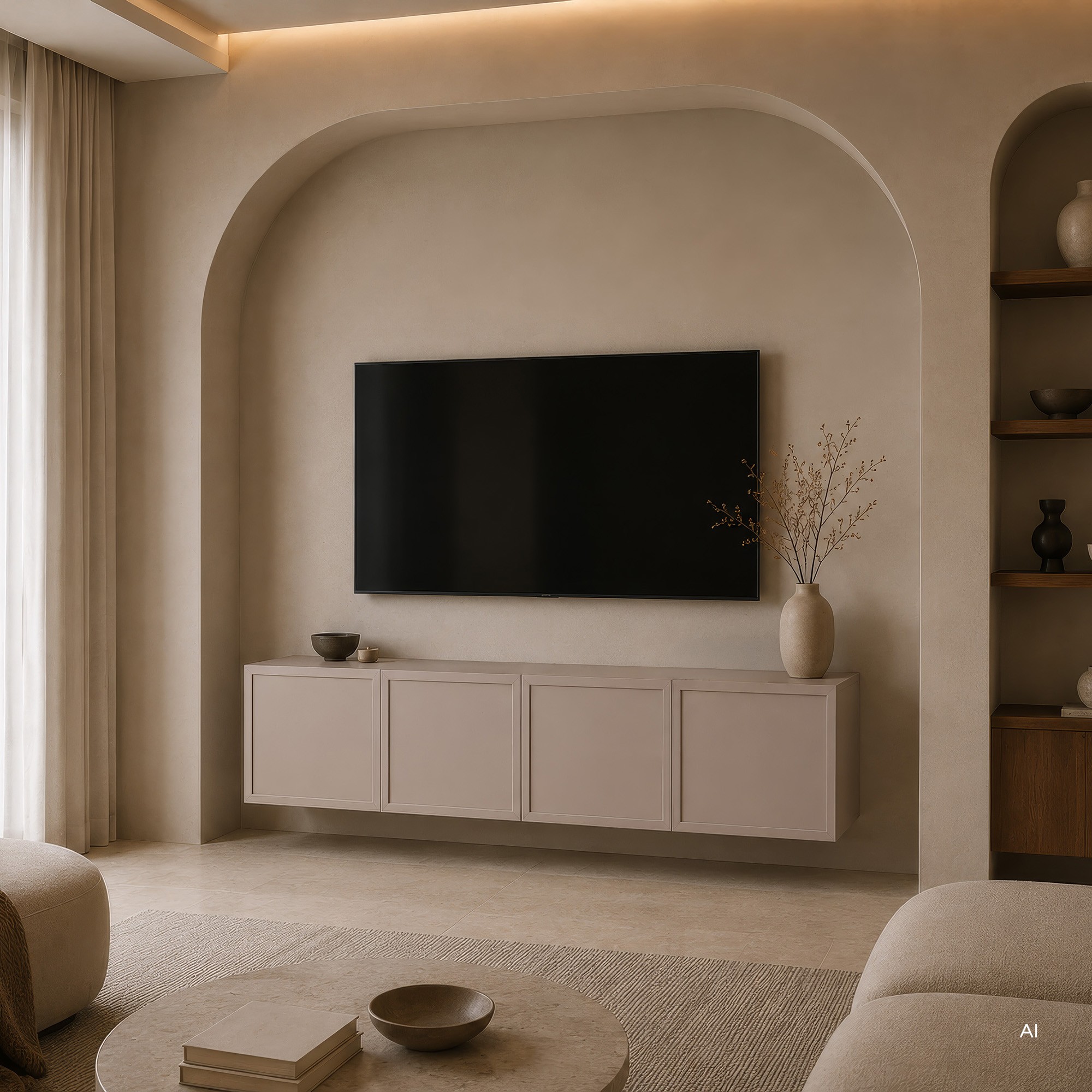 Wisząca szafka RTV Noka 160 cm, kaszmir