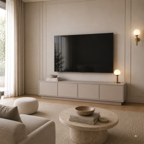 Szafka RTV 220 cm Japandi kaszmirowa