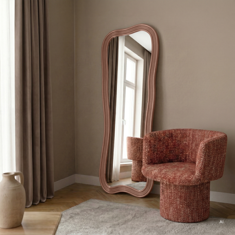 Lustro wiszące Grezzo 60x160, nieregularne, mocha mousse