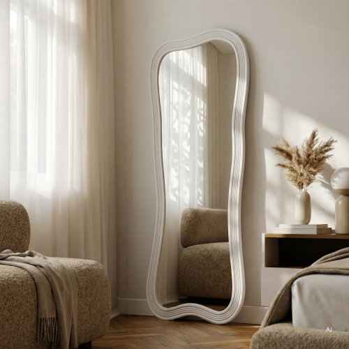 Lustro Grezzo 60x160 cm, nieregularny kształt, białe, glossy