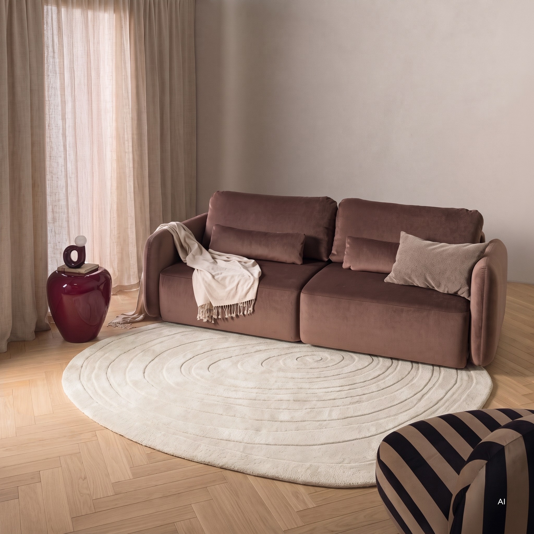 Dywan wełniany Sumire tuftowany, kremowy, 190 cm
